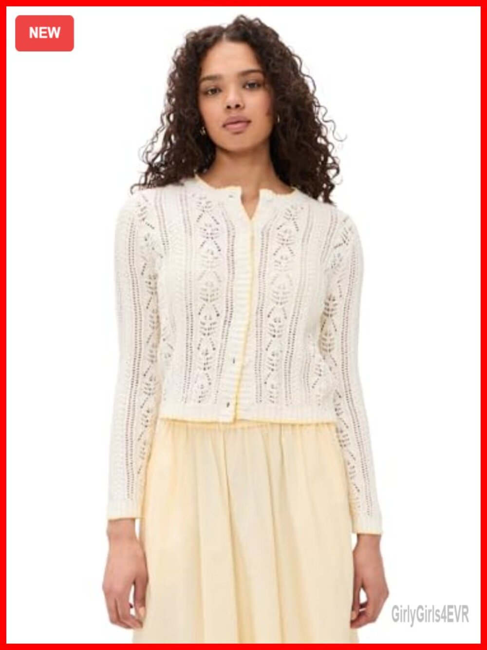 Daisy Cotton Pointelle Cardigan Lightweight Knit Sweater